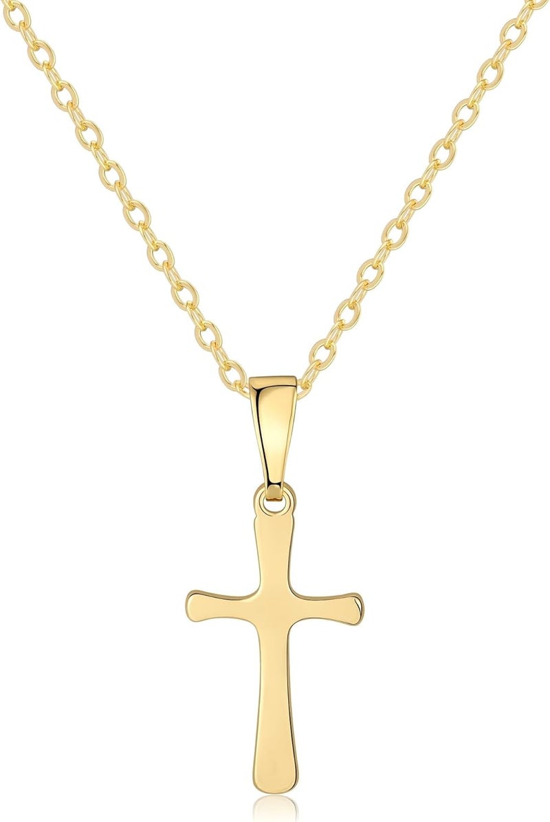 Rotnso Cross Necklace for Women 14K Gold Silver Plated Dainty Small Cross Pendant Choker Simple Trendy Cute Cross Charm Chain Necklace Easter Basket Stuffers Baptism Religious Faith Jewelry Gift - Image 1